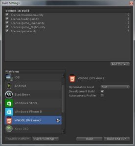 Unity 5 build targets